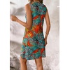 image:imageATHMILE Dresses for Women Casual Summer Boho Dress Short Sleeve Fashion Beach Vacation Clothes V Neck Date OutfitsMaple Leaves