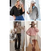 image:imageATHMILE Fall Long Sleeve Cardigans for Women Sweater Fashion Open Front Winter Button Down Crewneck Soft Knit Jacket 2025Navy Blue