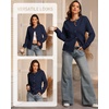 image:imageATHMILE Fall Long Sleeve Cardigans for Women Sweater Fashion Open Front Winter Button Down Crewneck Soft Knit Jacket 2025Navy Blue