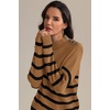 image:imageATHMILE Fall Mock Neck Striped Sweaters for Women 2026 Winter Turtleneck Long Sleeve Knit Sweater Fashion Pullover TopsKhaki