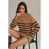 image:imageATHMILE Fall Mock Neck Striped Sweaters for Women 2026 Winter Turtleneck Long Sleeve Knit Sweater Fashion Pullover TopsKhaki