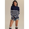 image:imageATHMILE Fall Mock Neck Striped Sweaters for Women 2026 Winter Turtleneck Long Sleeve Knit Sweater Fashion Pullover TopsNavy