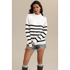 image:imageATHMILE Fall Mock Neck Striped Sweaters for Women 2026 Winter Turtleneck Long Sleeve Knit Sweater Fashion Pullover TopsWhite