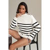 image:imageATHMILE Fall Mock Neck Striped Sweaters for Women 2026 Winter Turtleneck Long Sleeve Knit Sweater Fashion Pullover TopsWhite