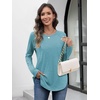 image:imageATHMILE Long Sleeve Shirts for Women Fall Outfit 2026 Fashion Casual T Shirt Round Neck Basic Loose Tunic TopsBlue Green