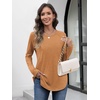 image:imageATHMILE Long Sleeve Shirts for Women Fall Outfit 2026 Fashion Casual T Shirt Round Neck Basic Loose Tunic TopsBurnt Orange