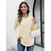 image:imageATHMILE Long Sleeve Shirts for Women Fall Outfit 2026 Fashion Casual T Shirt Round Neck Basic Loose Tunic TopsCream