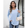 image:imageATHMILE Long Sleeve Shirts for Women Fall Outfit 2026 Fashion Casual T Shirt Round Neck Basic Loose Tunic TopsIce Blue