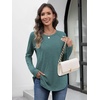 image:imageATHMILE Long Sleeve Shirts for Women Fall Outfit 2026 Fashion Casual T Shirt Round Neck Basic Loose Tunic TopsPeacock Green