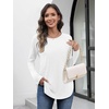 image:imageATHMILE Long Sleeve Shirts for Women Fall Outfit 2026 Fashion Casual T Shirt Round Neck Basic Loose Tunic TopsWhite