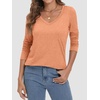 image:imageATHMILE Long Sleeve Shirts for Women Fall Outfit 2026 Fashion Casual T Shirt Round Neck Basic Loose Tunic TopsZlight Orange