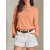 image:imageATHMILE Long Sleeve Shirts for Women Fall Outfit 2026 Fashion Casual T Shirt Round Neck Basic Loose Tunic TopsZlight Orange