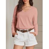 image:imageATHMILE Long Sleeve Shirts for Women Fall Outfit 2026 Fashion Casual T Shirt Round Neck Basic Loose Tunic TopsZpink