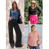 image:imageATHMILE Long Sleeve Shirts for Women Fall Outfit 2026 Fashion Casual T Shirt Round Neck Basic Loose Tunic TopsZpink