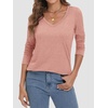 image:imageATHMILE Long Sleeve Shirts for Women Fall Outfit 2026 Fashion Casual T Shirt Round Neck Basic Loose Tunic TopsZpink