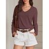 image:imageATHMILE Long Sleeve Shirts for Women Fall Outfit 2026 Fashion Casual T Shirt Round Neck Basic Loose Tunic TopsZwine Red