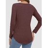 image:imageATHMILE Long Sleeve Shirts for Women Fall Outfit 2026 Fashion Casual T Shirt Round Neck Basic Loose Tunic TopsZwine Red