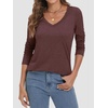 image:imageATHMILE Long Sleeve Shirts for Women Fall Outfit 2026 Fashion Casual T Shirt Round Neck Basic Loose Tunic TopsZwine Red
