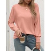 image:imageATHMILE Long Sleeve Tops for Women 2025 Spring Fashion T Shirts for Women Crewneck Casual Loose Shirts Basic TeePink