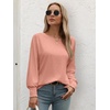 image:imageATHMILE Long Sleeve Tops for Women 2025 Spring Fashion T Shirts for Women Crewneck Casual Loose Shirts Basic TeePink