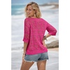 image:imageATHMILE Off The Shoulder Tops for Women Summer Crochet Hollow Out 34 Sleeve Pullover Sweater Beach Cover up Vacation ClothesRose Red