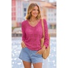 image:imageATHMILE Off The Shoulder Tops for Women Summer Crochet Hollow Out 34 Sleeve Pullover Sweater Beach Cover up Vacation ClothesRose Red