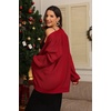 image:imageATHMILE Oversized Cardigan Sweaters for Women Fall Outfits Chunky Knit Open Front Sweater with PocketsRed