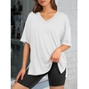 image:imageATHMILE Oversized Tshirts for Women Summer 2026 V Neck Casual Workout Plus Size Tops Spring Fashion Cute Basic Trendy OutfitsWhite