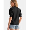 image:imageATHMILE Short Sleeve Sweater for Women 2026 Spring Summer Blouses Crewneck Knit Puff Sleeve Dressy Casual Trendy ShirtsAblack