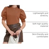 image:imageATHMILE Short Sleeve Sweater for Women 2026 Spring Summer Blouses Crewneck Knit Puff Sleeve Dressy Casual Trendy ShirtsAlight Orange