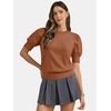 image:imageATHMILE Short Sleeve Sweater for Women 2026 Spring Summer Blouses Crewneck Knit Puff Sleeve Dressy Casual Trendy ShirtsAlight Orange