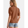 image:imageATHMILE Short Sleeve Sweater for Women 2026 Spring Summer Blouses Crewneck Knit Puff Sleeve Dressy Casual Trendy ShirtsAlight Orange