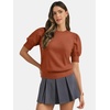 image:imageATHMILE Short Sleeve Sweater for Women 2026 Spring Summer Blouses Crewneck Knit Puff Sleeve Dressy Casual Trendy ShirtsAorange