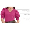 image:imageATHMILE Short Sleeve Sweater for Women 2026 Spring Summer Blouses Crewneck Knit Puff Sleeve Dressy Casual Trendy ShirtsBhot Pink