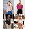 image:imageATHMILE Short Sleeve Sweater for Women 2026 Spring Summer Blouses Crewneck Knit Puff Sleeve Dressy Casual Trendy ShirtsBhot Pink
