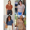 image:imageATHMILE Short Sleeve Sweater for Women 2026 Spring Summer Blouses Crewneck Knit Puff Sleeve Dressy Casual Trendy ShirtsBhot Pink