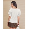 image:imageATHMILE Short Sleeve Sweater for Women 2026 Spring Summer Blouses Crewneck Knit Puff Sleeve Dressy Casual Trendy ShirtsCwhite
