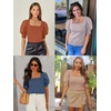 image:imageATHMILE Short Sleeve Sweater for Women 2026 Spring Summer Blouses Crewneck Knit Puff Sleeve Dressy Casual Trendy ShirtsCwhite