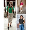 image:imageATHMILE Short Sleeve Sweater for Women 2026 Spring Summer Blouses Crewneck Knit Puff Sleeve Dressy Casual Trendy ShirtsSbeige