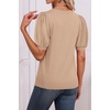 image:imageATHMILE Short Sleeve Sweater for Women 2026 Spring Summer Blouses Crewneck Knit Puff Sleeve Dressy Casual Trendy ShirtsSbeige