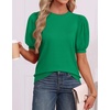 image:imageATHMILE Short Sleeve Sweater for Women 2026 Spring Summer Blouses Crewneck Knit Puff Sleeve Dressy Casual Trendy ShirtsSgreen