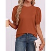 image:imageATHMILE Short Sleeve Sweater for Women 2026 Spring Summer Blouses Crewneck Knit Puff Sleeve Dressy Casual Trendy ShirtsSorange