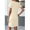 image:imageATHMILE Summer Casual Dresses for Women VNeck Beach Vacation Clothes Short Sleeve Split Hem Sundress with PocketsBeige