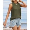 image:imageATHMILE Summer Crochet Tank Tops for Women 2026 Casual Crewneck Hollow Out Loose Knit Sleeveless Sweater Vest Top TrendyArmy Green