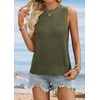 image:imageATHMILE Summer Crochet Tank Tops for Women 2026 Casual Crewneck Hollow Out Loose Knit Sleeveless Sweater Vest Top TrendyArmy Green