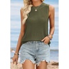 image:imageATHMILE Summer Crochet Tank Tops for Women 2026 Casual Crewneck Hollow Out Loose Knit Sleeveless Sweater Vest Top TrendyArmy Green