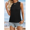 image:imageATHMILE Summer Crochet Tank Tops for Women 2026 Casual Crewneck Hollow Out Loose Knit Sleeveless Sweater Vest Top TrendyBlack