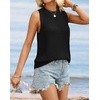 image:imageATHMILE Summer Crochet Tank Tops for Women 2026 Casual Crewneck Hollow Out Loose Knit Sleeveless Sweater Vest Top TrendyBlack