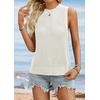 image:imageATHMILE Summer Crochet Tank Tops for Women 2026 Casual Crewneck Hollow Out Loose Knit Sleeveless Sweater Vest Top TrendyWhite