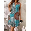 image:imageATHMILE Summer Dresses for Women 2026 Beach Vacation Clothes V Neck Henley Button Holiday Sundresses Pockets Date OutfitsLake Blue Sunflower